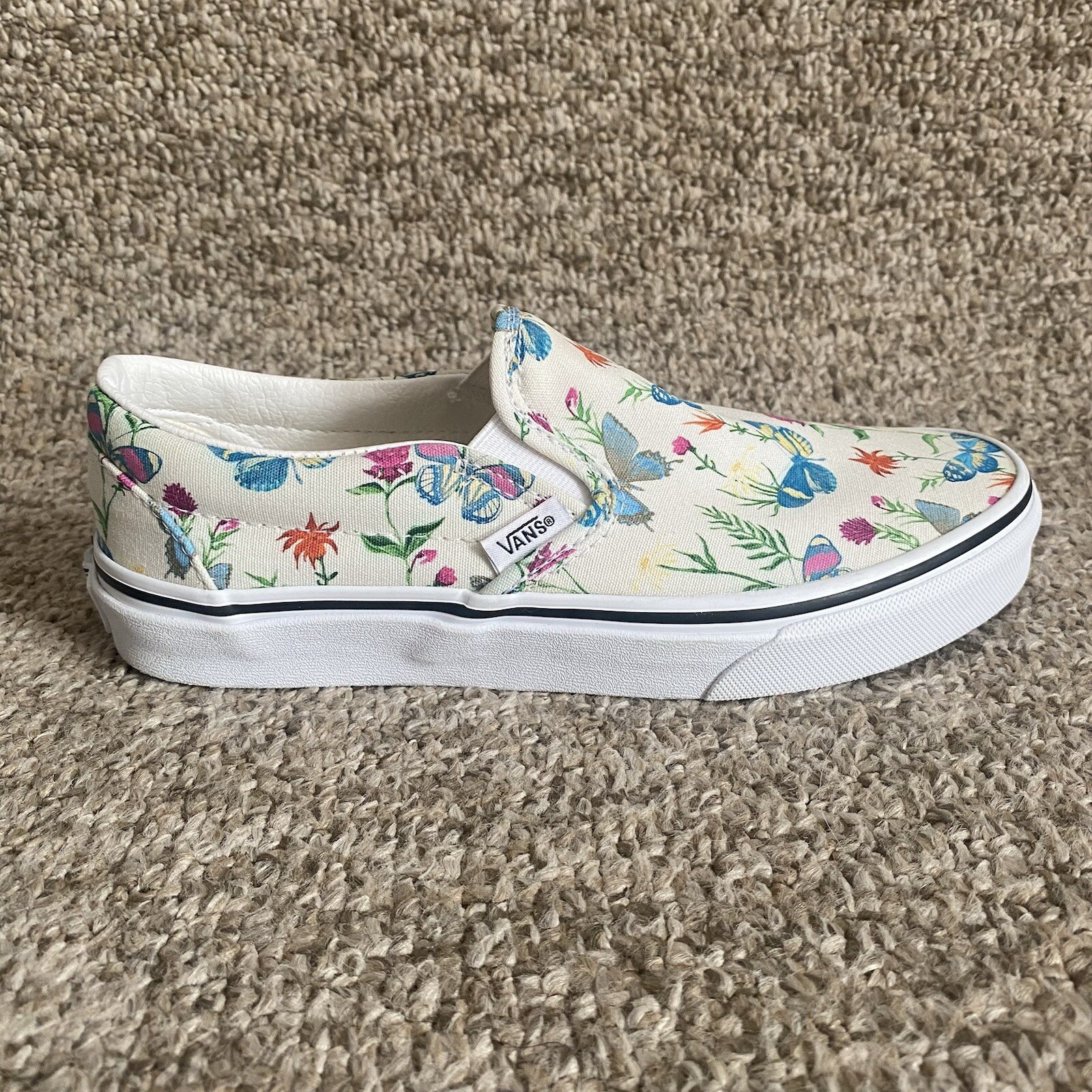 Vans Classic Slip On Shoes Womens Size 7.5 Floral Colorful Butterfly Low Top
