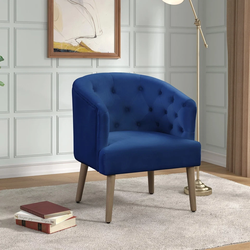 Better Homes & Gardens Barrel Back Chair, Cobalt Blue, Velvet Armchair - Image 4 of 4