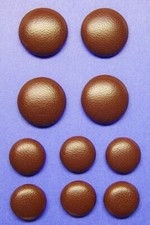 10 MADE IN USA medium dark brown genuine leather jacket buttons, metal loop