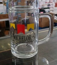 Vintage Michelob Beer Heavy Glass Beer Mug-1 Liter 1980's Classic Label 6.5"
