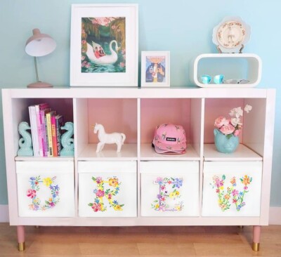 Ikea Drona Storage Box for Expedit/Kallax Shelf Girls Room Letter with  Flowers