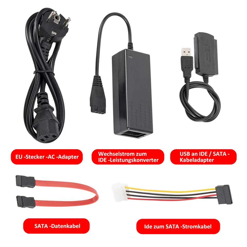 USB auf zu SATA IDE Adapter Kabel für 2.5 3.5 Zoll HDD SSD Festplatte Konverter - Bild 2 von 4