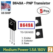 2 Pcs - B649A PNP Transistor | TO-126 | 1.5 Amp 160 Volts | US Ship