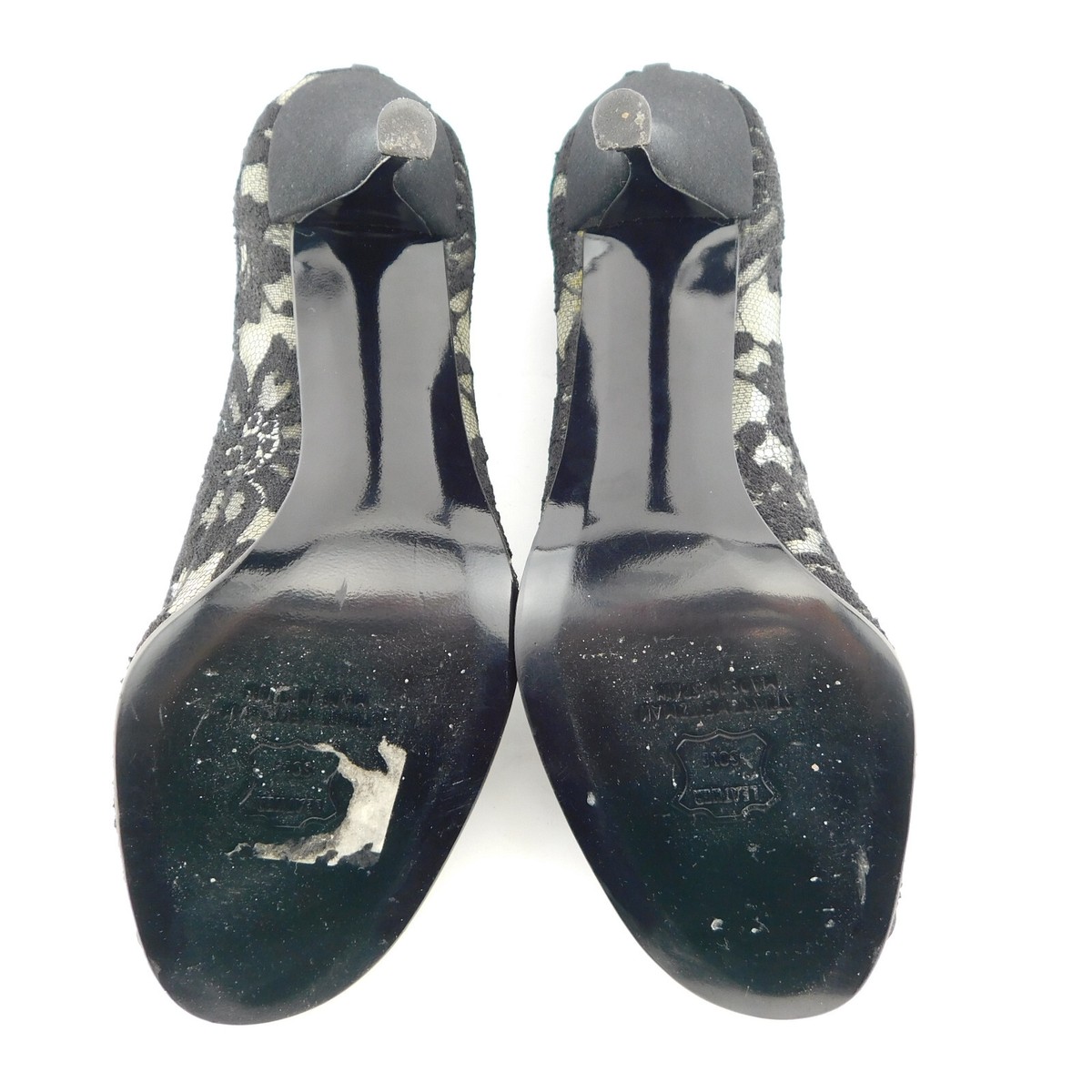 STUART WEITZMAN Size 7 Black Lace Evening Heels Pumps Shoes