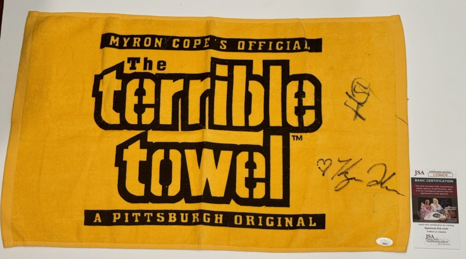 HINES WARD & KYM JOHNSON SIGNED TERRIBLE TOWEL DANCING WITH THE STARS JSA COA 