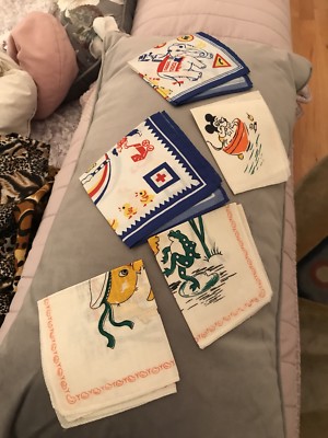 Cotton Disney Hanker-chiefs 2  Sets  of 3&2 Retro Children Vintage Brand new