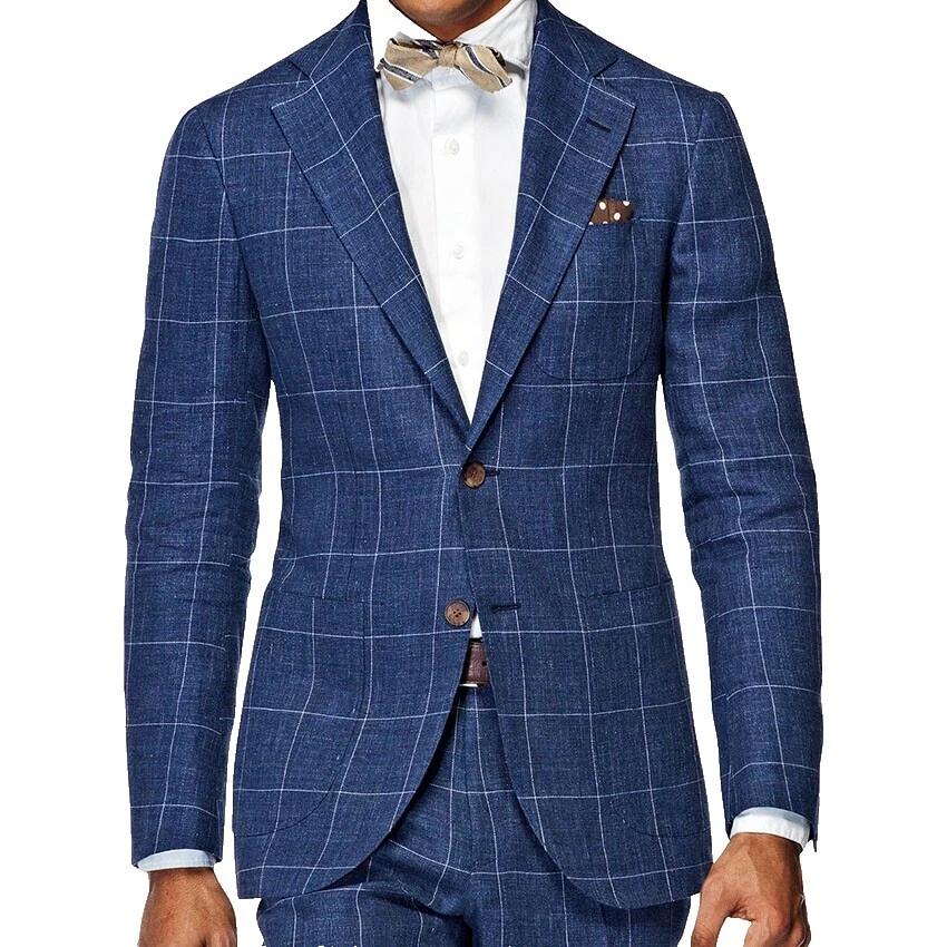 Wedding Cotton Checked Suits & Blazers for Men