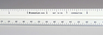 STAEDTLER-MARS 987 19-39 Combination Scale Ruler: Fract. & Decimal Inch, Metric