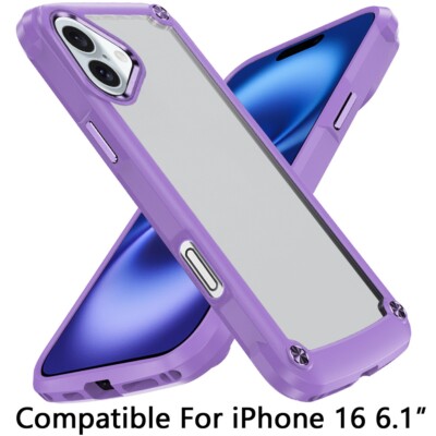 For iPhone 16 CaseX: Hybrid Transparent with Metal Buttons & Camera Edges - 