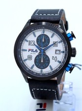 Fila Herrenuhr Chronograph Ø42mm Datum Stoppfunktion Lederband 10ATM NEU Nr.4