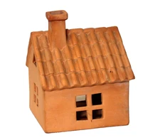 Terra Cotta Pottery House Tea Light Candle Holder