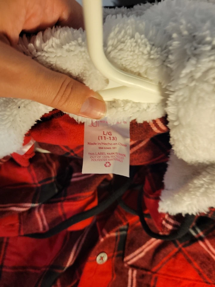 Sudadera con capucha de franela forrada de sherpa negra/roja de piel sintética Nobo para mujer talla L Foto 3 de 4