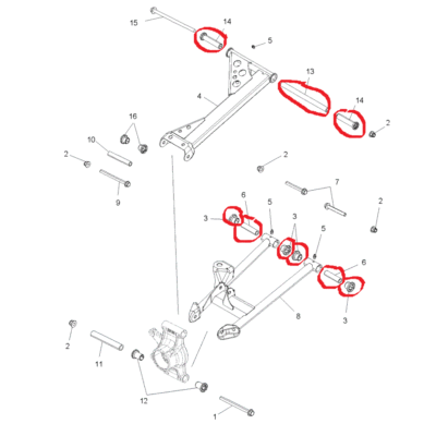 その他 R REAR INNER UPPER LOWER A ARM BUSHING SHAFT KIT POLARIS SPORTSMAN