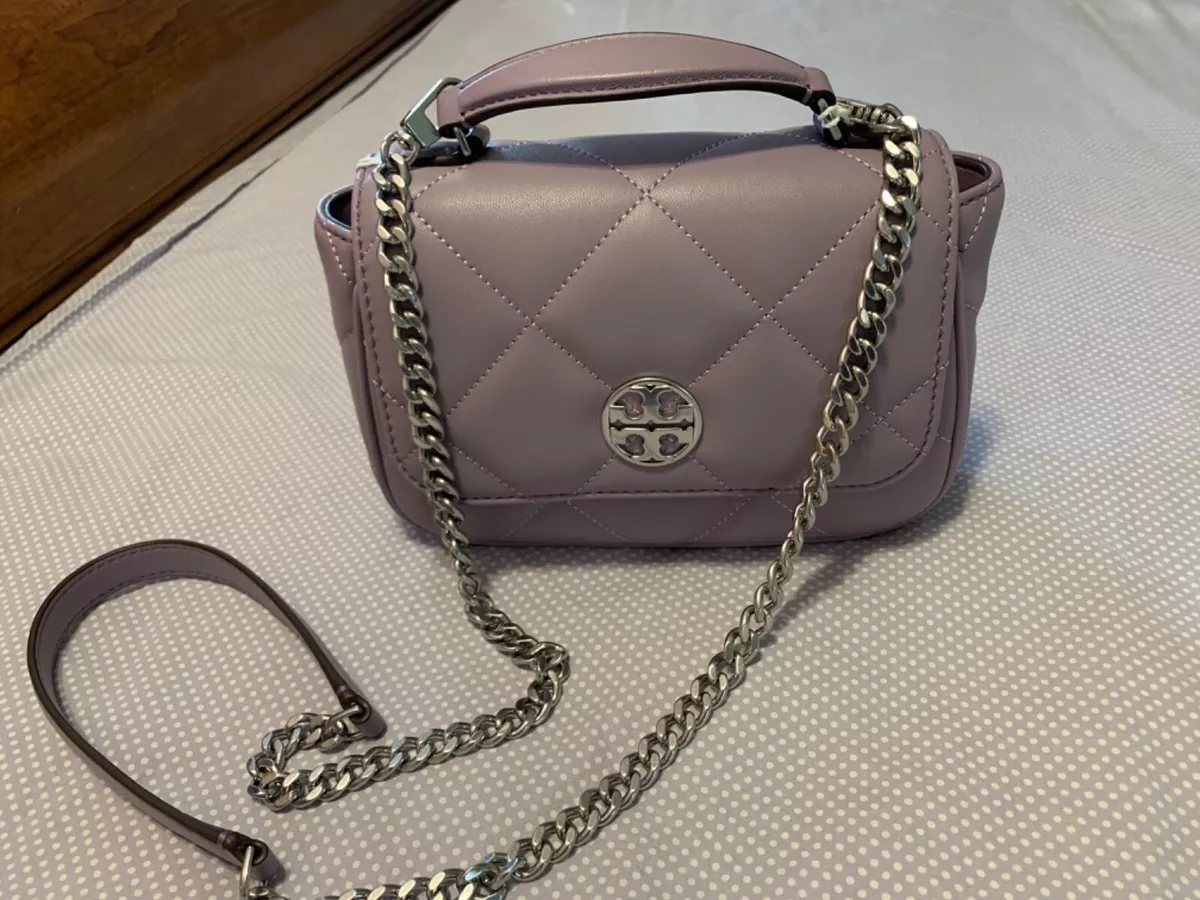 Tory Burch Willa Soft Quilt mini Top Handle Leather Crossbody Bag