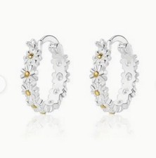 Daisy sterling silver small huggie hoops