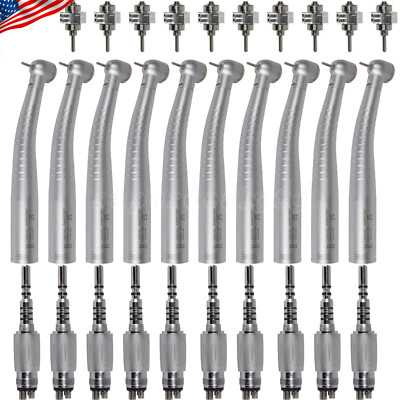 1-10 Dental High Speed Fiber Optic Turbine Handpiece/4Hole LED Coupler/Rotor SA