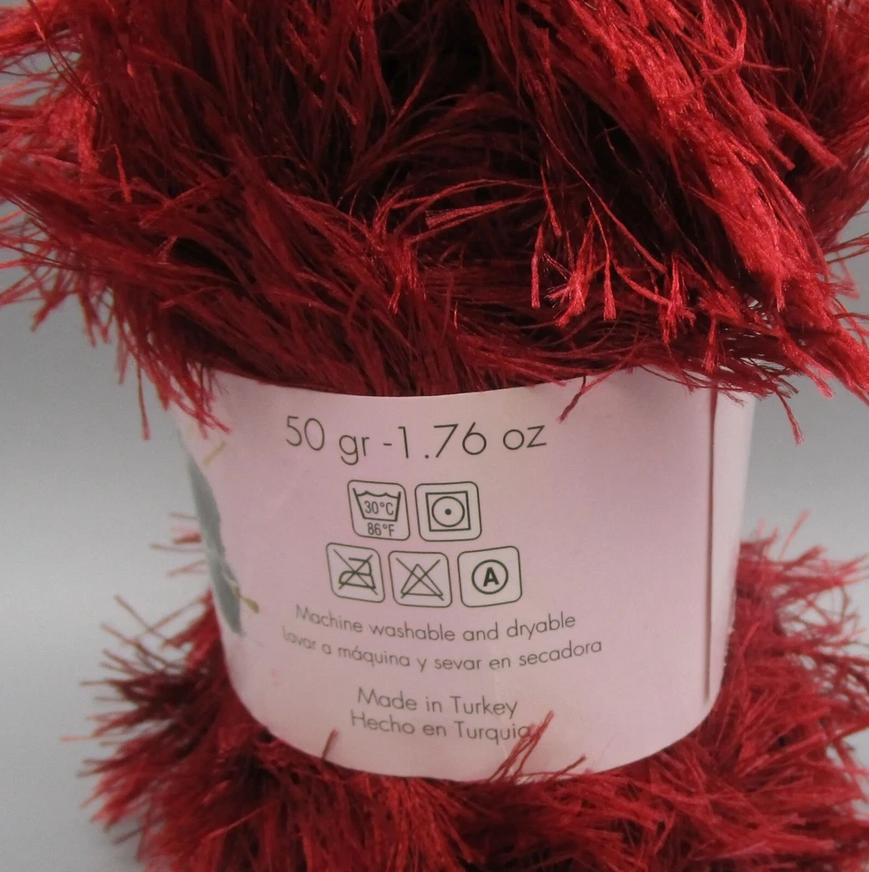 HILOS DE GALA ~Hilo de pestañas tejido e ganchillo de fibra mixta rojo borgoña ~ 1,76 oz Foto 2 de 4