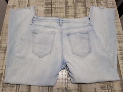 Old Navy Jeans Womens Petite Blue Boyfriend Cropped Distressed Destroyed  Pants