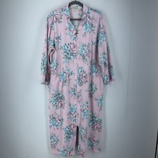 Miss Elaine Large Full Zip Fleece Robe Housecoat Multicolor Floral Warm Pockets