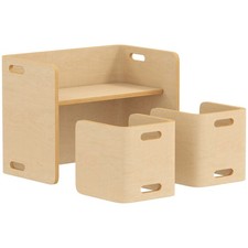 Birch Wood Desk and Chair Set Versatile Design Serves As A Table Chair or Shelf