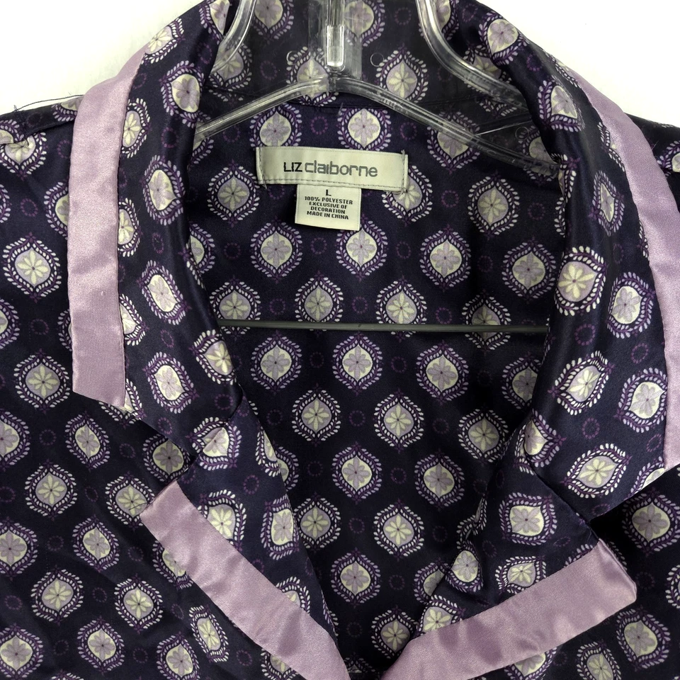 Liz Claiborne 2 шт. фиолетовый белый в горошек PJ комплект sz большой (14/16) кнопка спереди - Изображение 4 из 4