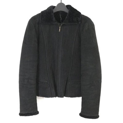 Max Mara Weekend Lederjacke mit Fellfutter Buckskin M Schwarz Damen...
