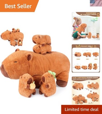 5-in-1 Capybara Stuffed Animals with Babies Inside, 5Pcs Set Capybara Plush w...