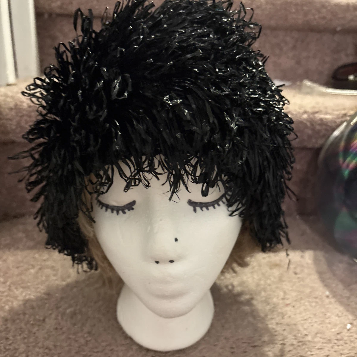 Vintage 1960s Womens Woven Black Raffia Straw Hat - Small Sweet Original Mid-century Ladies main image 2