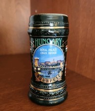 BUDAPEST HUNGARY SOUVENIR MINIATURE CERAMIC MUG CUP ROYAL PALACE CHAIN BRIDGE