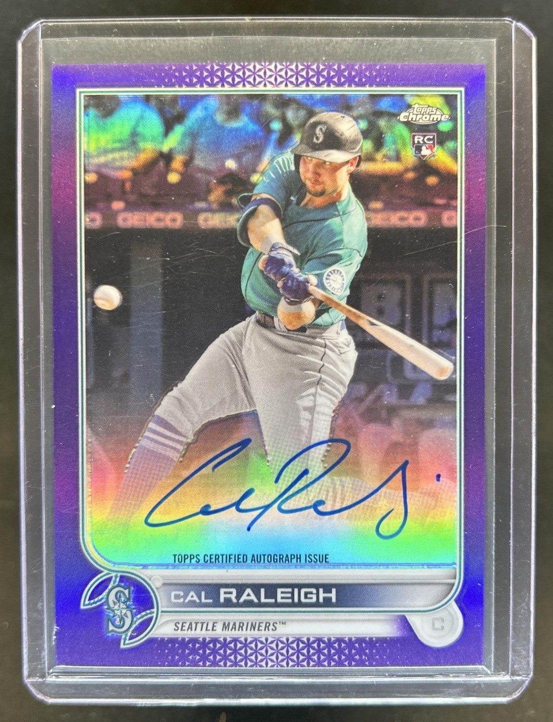 2022 Topps Chrome Cal Raleigh Rookie Auto RC Purple Refractor #/250 Mariners