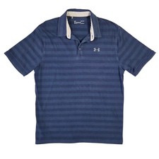 Under Armour Mens HeatGear Loose Fit Striped Polo Shirt Navy Blue Large