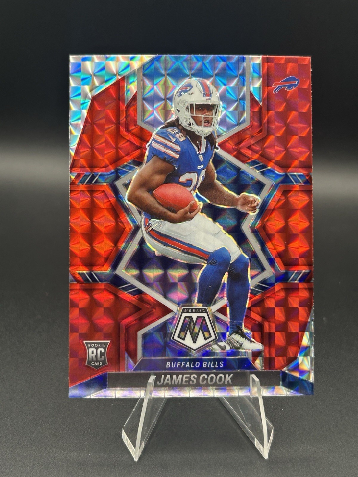 2022 Panini Mosaic Rookies Red Mosaic Prizm James Cook #309 Rookie RC