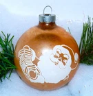 RARE~Vtg~3" Stenciled SANTA FACE~ Antique Cream Glass Xmas Ornament~Shiny Brite?
