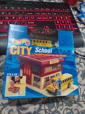 Hot Wheels City School Sto & Go Portable Playset