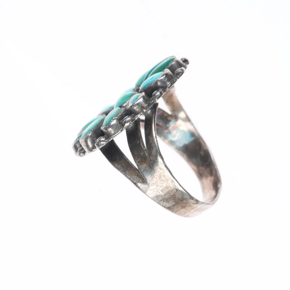 Anillo racimo turquesa verde/azul plata esterlina Zuni vintage talla 9 Foto 4 de 4