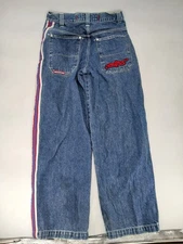 Vintage 2000s Y2K Jnco Wide Leg Baggy Side USA Embroidered Jeans Size 18 - 30x28