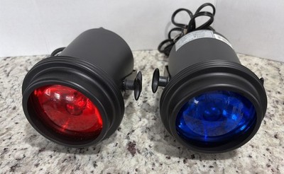 2 ADJ PL-1000 Pinspot Par Lights with Lamp 30-Watt One Red One Blue Working