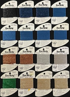 16xNeedlepoint/Embroidery THREAD RAINBOW GALLERY Fyre Werks metallic ribbon PN38