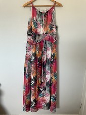 M&Co Maxi Dress Size 18 Petite Sleeveless Floral Colourful Summer Holiday VGC