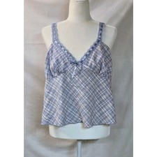 Y2K No Boundaries Babydoll Cami Top Womens Plaid Lace Coquette Fairy Size XXL 20