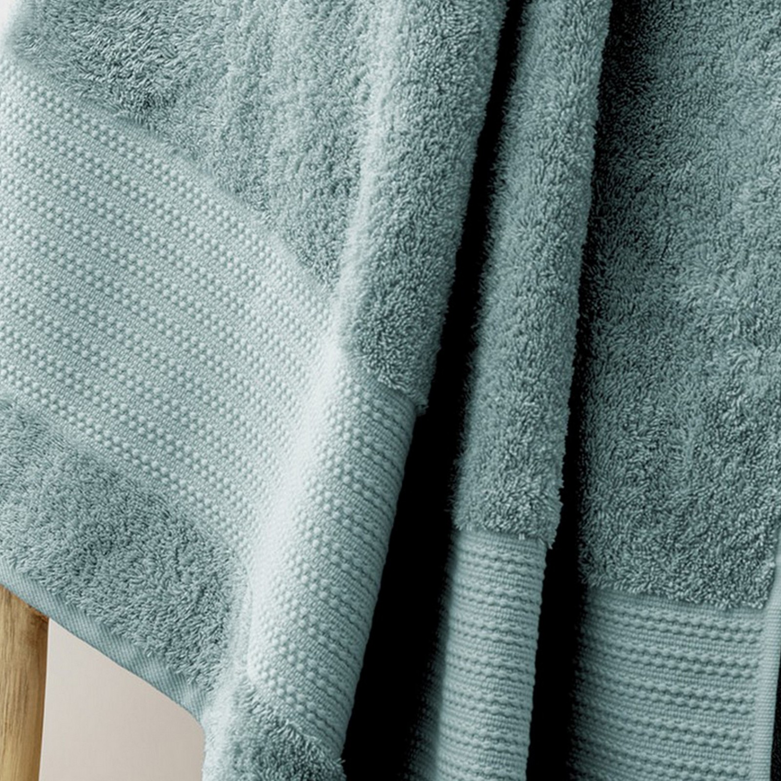 Serviette de bain 90x150 cm en pur coton coloris bleu glacier - 2