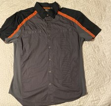 Harley Davidson Mechanic Shirt Men  s Large Button Up Performance Gray Orange
