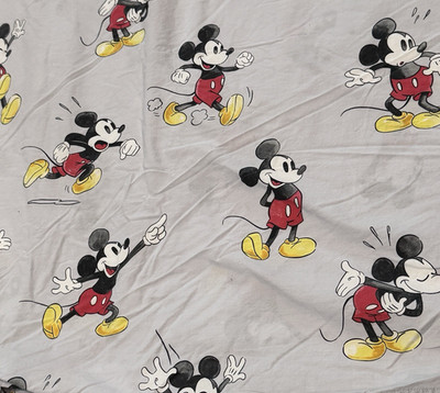 Pottery Barn Kids DISNEY Mickey Mouse Gray Blue Organic Duvet Cover Twin 68x86