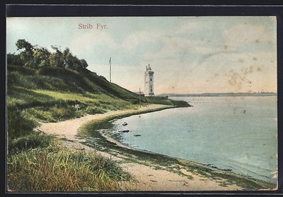 Ansichtskarte Strib Fyr, Blick zum Leuchtturm 