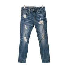 American Eagle Skinny Jeans Men's Airflex Size 30x30 Whiskered  Distressed