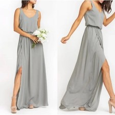 NWT Show Me Your Mumu Kendall Maxi Dress in Soft Charcoal Crisp