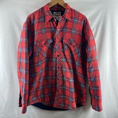 Midwest Traders Herren Hemd L Large Kariert Holzfäller Flanell Steppjacke Rot