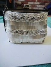 Vintage Hand Made in Hong Kong Beaded  Bugle Bead Evening Bag with Strap