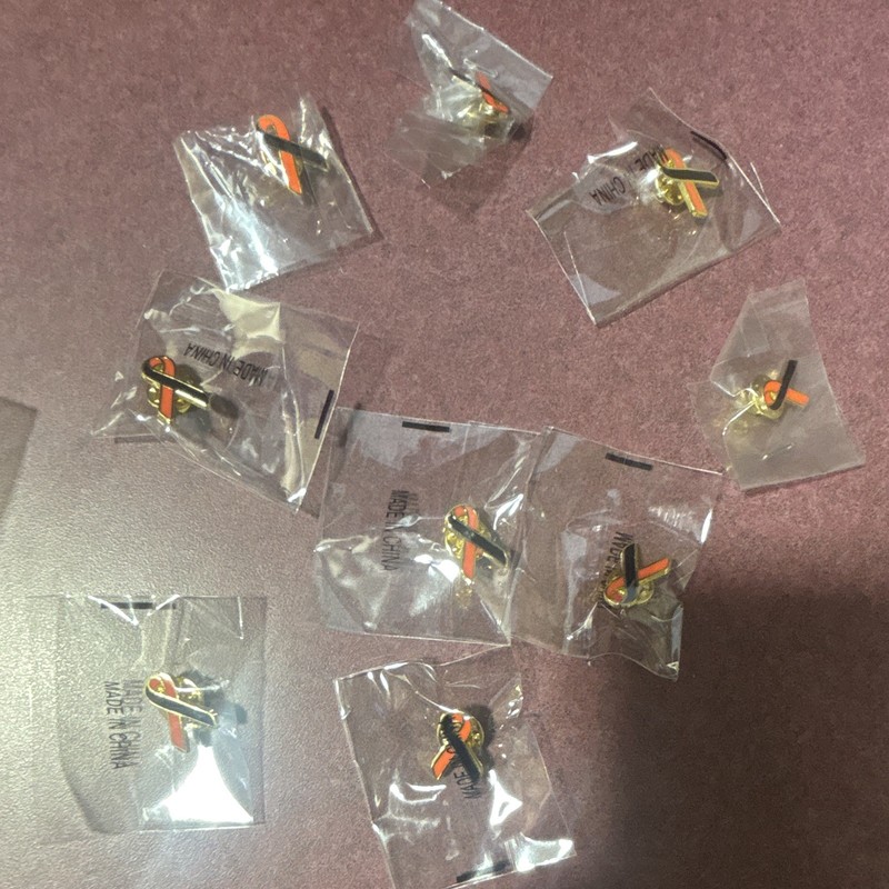 50 Orange & Black Awareness Ribbon Lapel Pins Lot, Enamel Pinback Pins