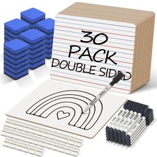 30 Pack Mini Dry Erase Boards 9x12 Double Sided with Markers Erasers
